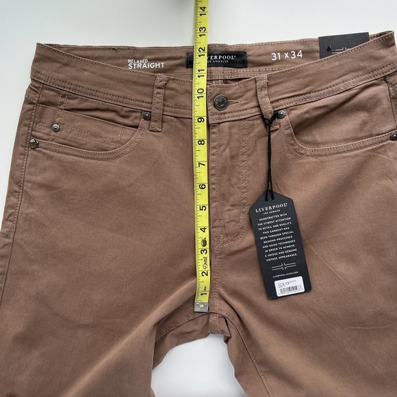 NWT Liverpool The Relaxed Straight Brown Pant Jean Mens 31x34 Casual Fall Preppy - Picture 5 of 11